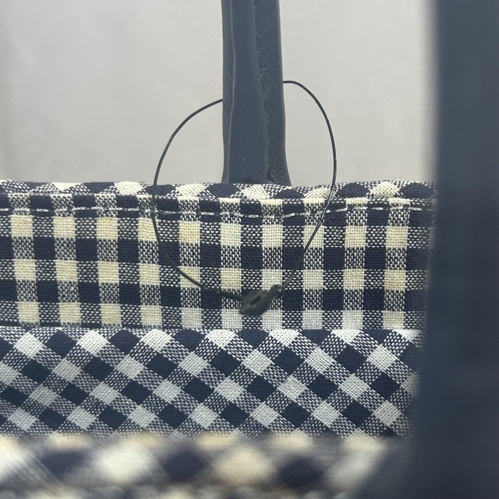 Talbots Top Handle Bag Womens Small Blue Woven Plastic Gingham Lined Purse - Picture 2 of 9